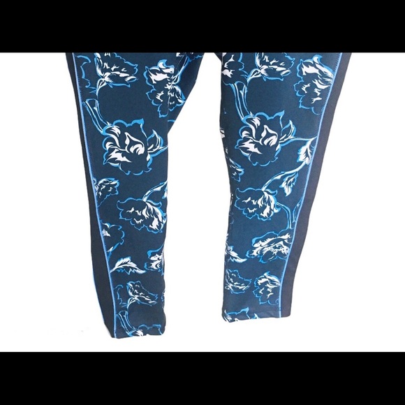 NWT JOE FRESH Floral Print Contrast Crop Leggings Blue With Elastic Waist Sz XS - Picture 6 of 8